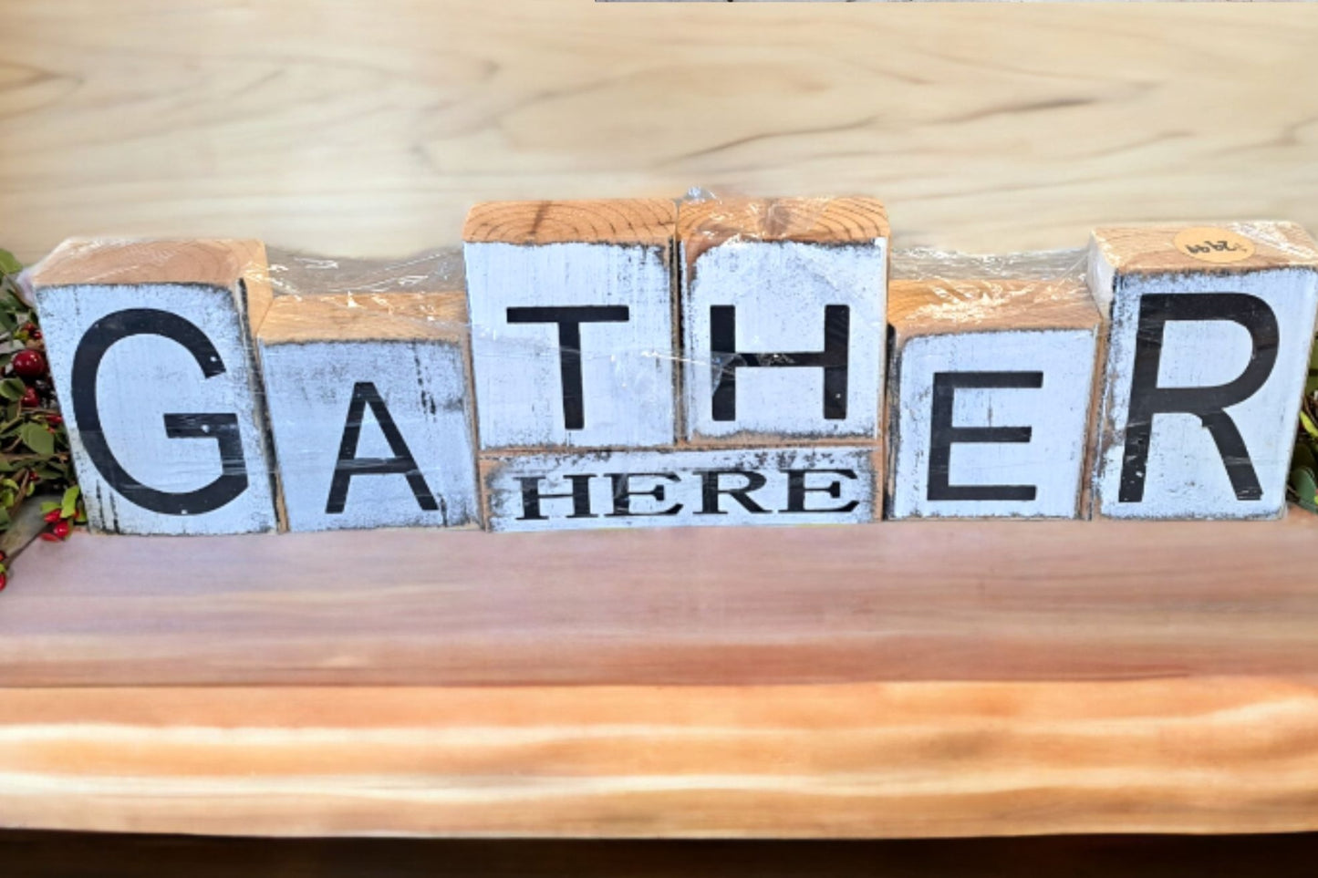 Gather Here Wood blocks sign