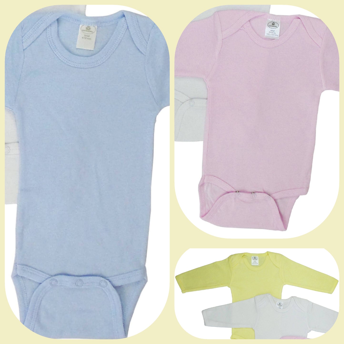 Bambini Baby Pastel Long Sleeve Onezie: Small