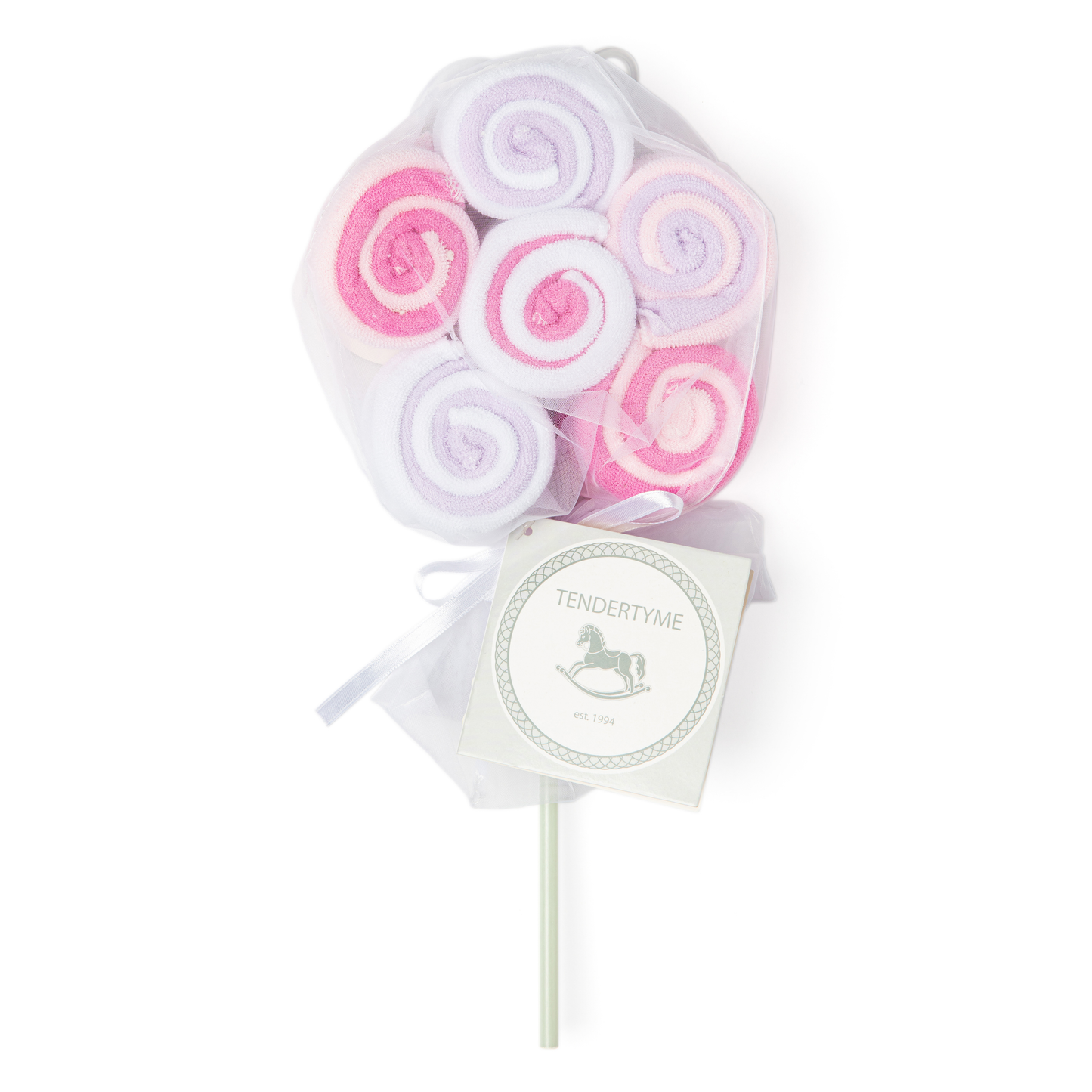 12 Pack Lollipop Washcloth: Pink