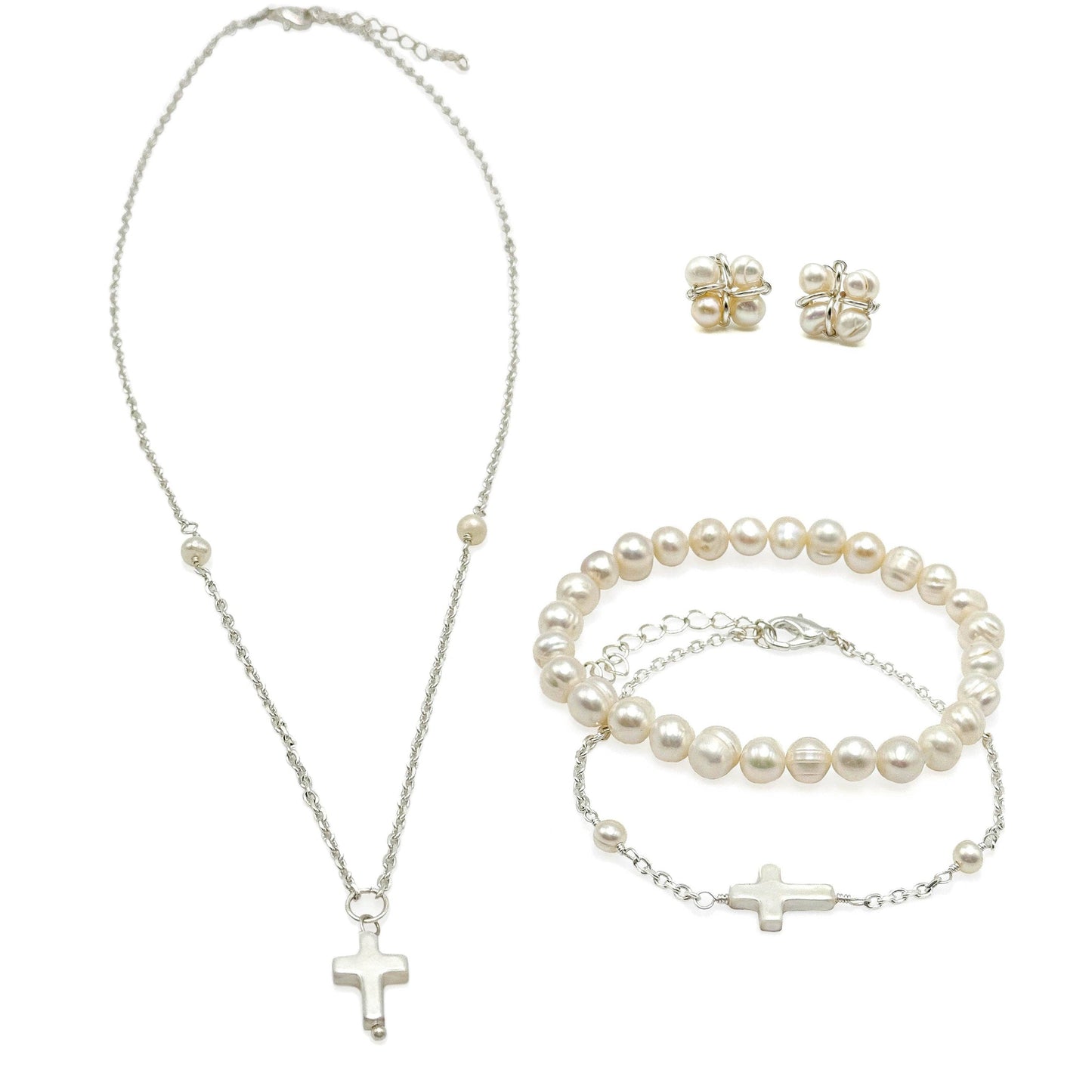 Alegria Blessing pearl and silver bracelet set