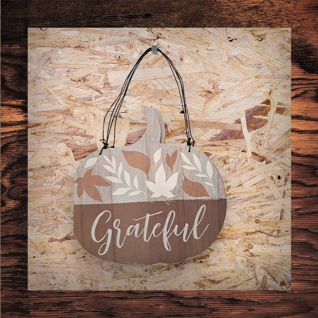 Harvest Hanging Pumpkin Sign w/ Sentiment