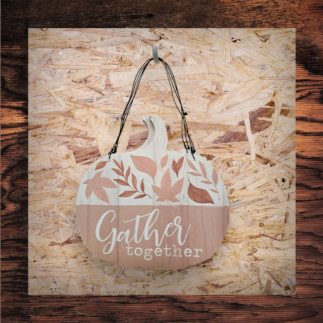 Harvest Hanging Pumpkin Sign w/ Sentiment