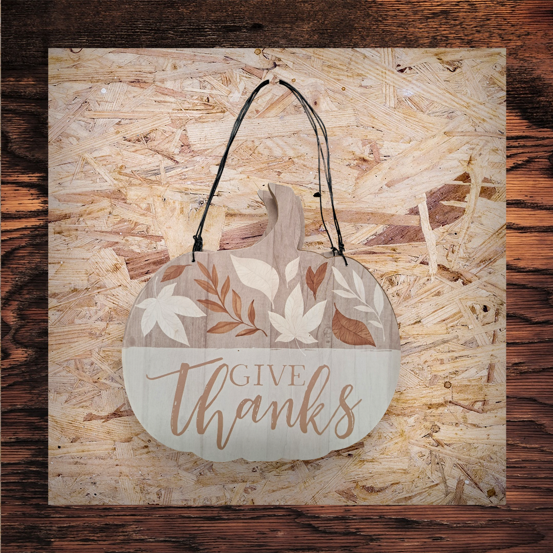 Harvest Hanging Pumpkin Sign w/ Sentiment