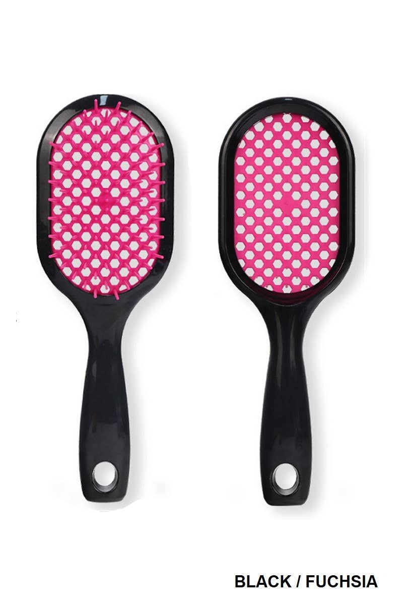 ,, SI-26504 Tik Tok hairbrush Plus Detangling Hair Comb: BLACK/FUCHSIA-169778 / OS