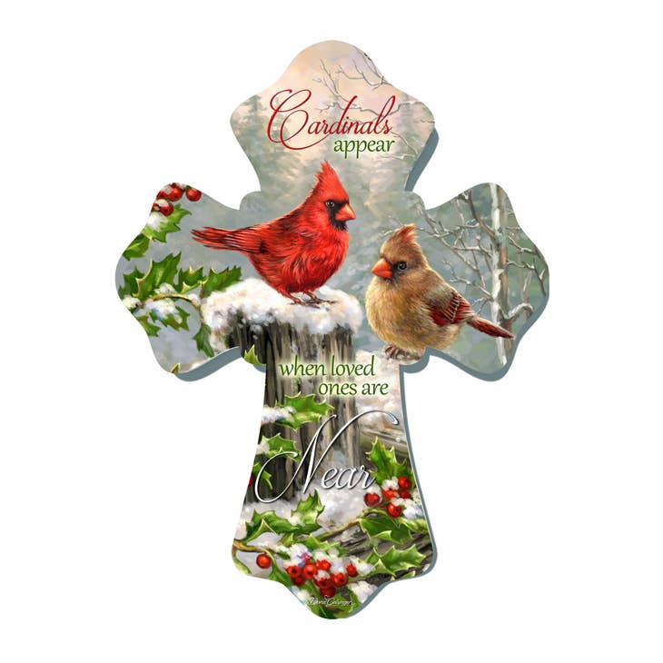 Holly Cardinals Wooden Cross
