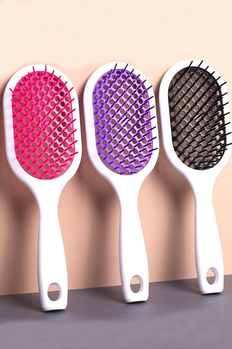 ,, SI-26504 Tik Tok hairbrush Plus Detangling Hair Comb: BLACK/FUCHSIA-169778 / OS