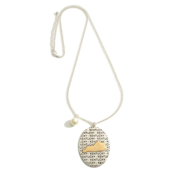 Long Necklace Featuring Faux Pearl and Two-Toned Kentucky Pride Pendant