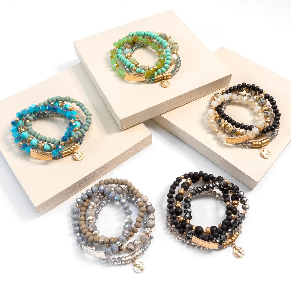Silver - Set of 4 Stackable Stretch Bracelets