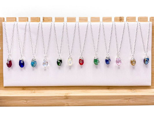 Silver Birthstone necklace: Alegria