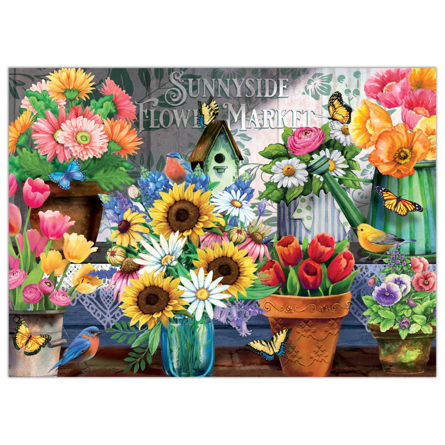 Sunnyside Flower Market - 1000 Piece Jigsaw Puzzle