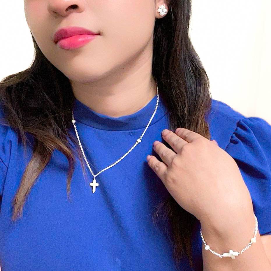 Alegria Blessing pearl and silver bracelet set