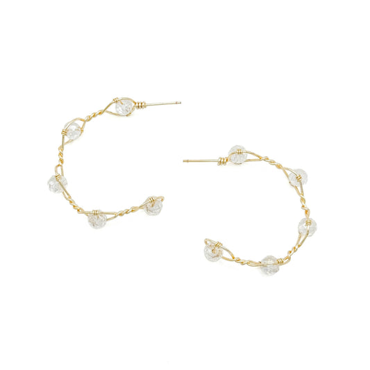Tiara gold and crystal hoop earrings
