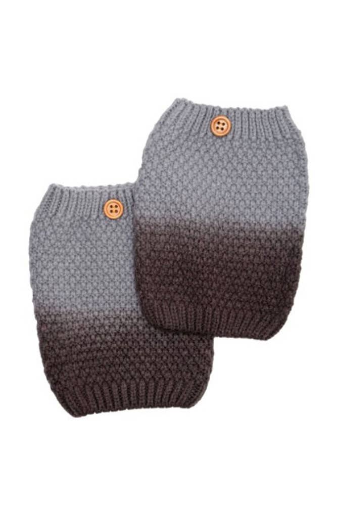 C.C Gradation Two Tone Button Winter Boot Cuffs: Black/Dark Gray