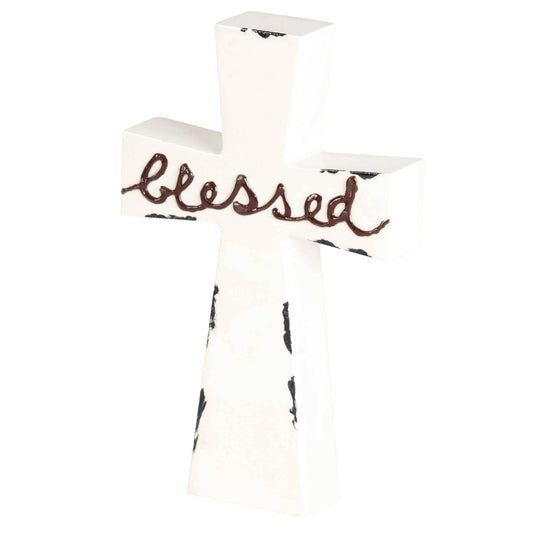 Tabletop Cross Blessed Enamel-look 7h