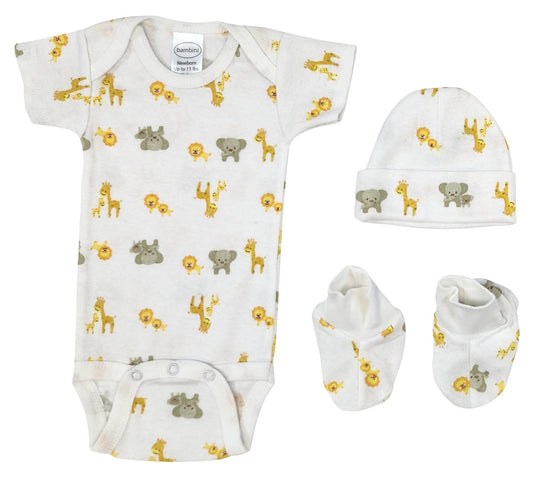 3 Piece Gift Set - Safari Print: Newborn