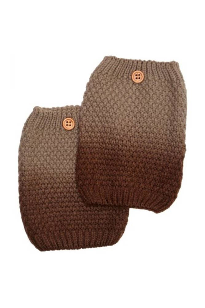 C.C Gradation Two Tone Button Winter Boot Cuffs: Black/Dark Gray