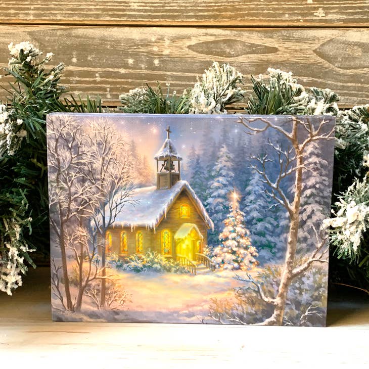 The Chapel 8x6 Lighted Tabletop Canvas