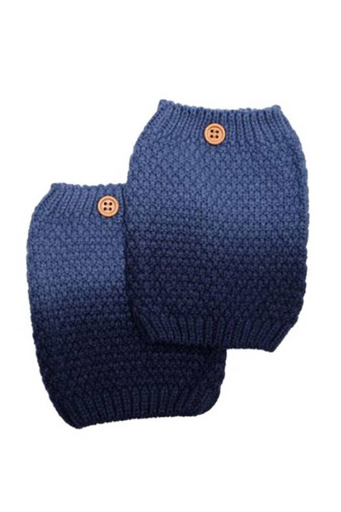 C.C Gradation Two Tone Button Winter Boot Cuffs: Black/Dark Gray