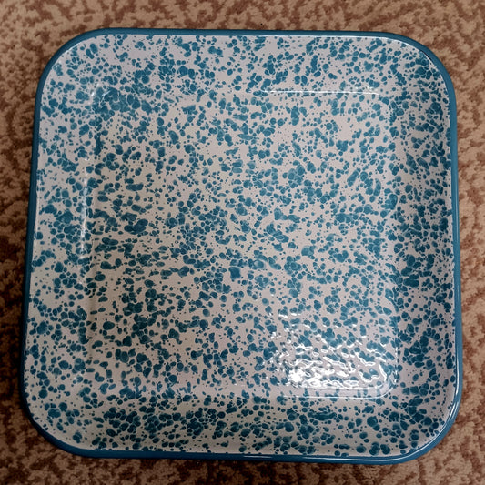 Splatter Enamel square serving tray.