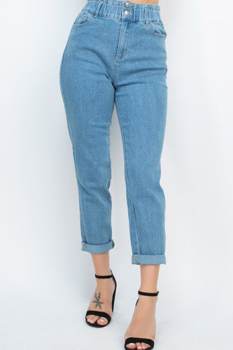 Double Button High-Waisted Mom Jean