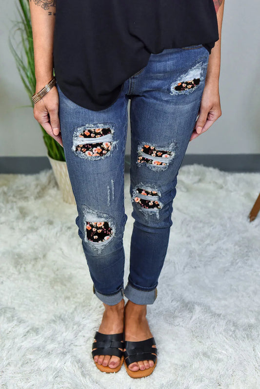 Floral Patch Skinny Jeans