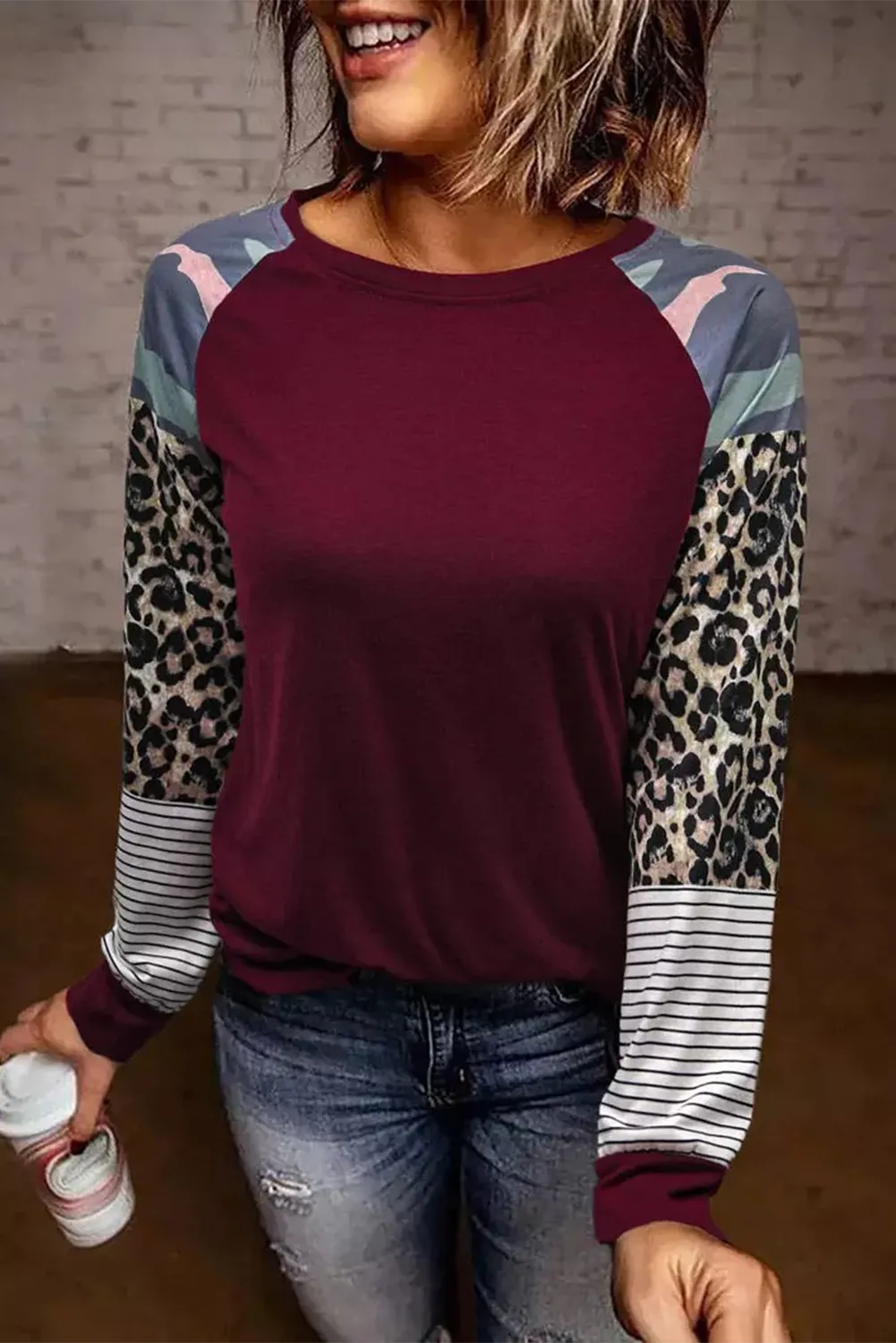 Camouflage Striped Leopard Blouse