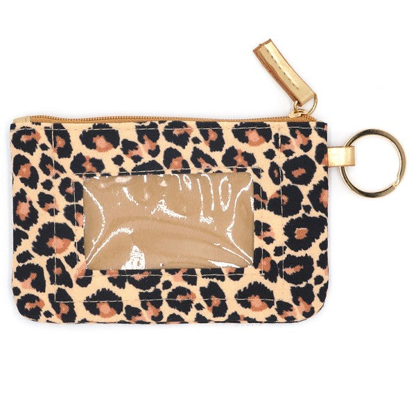 Leopard Print Card / ID Holder Keychain with Lanyard