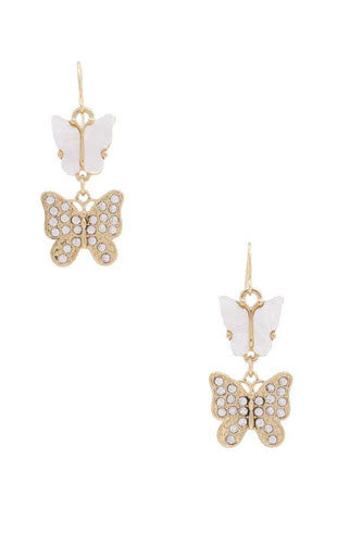 Double Butterfly Dangle Earrings