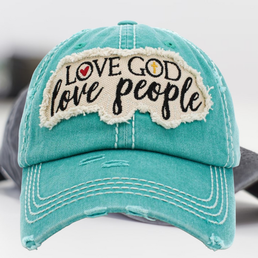 Love God Love People Distressed Hat